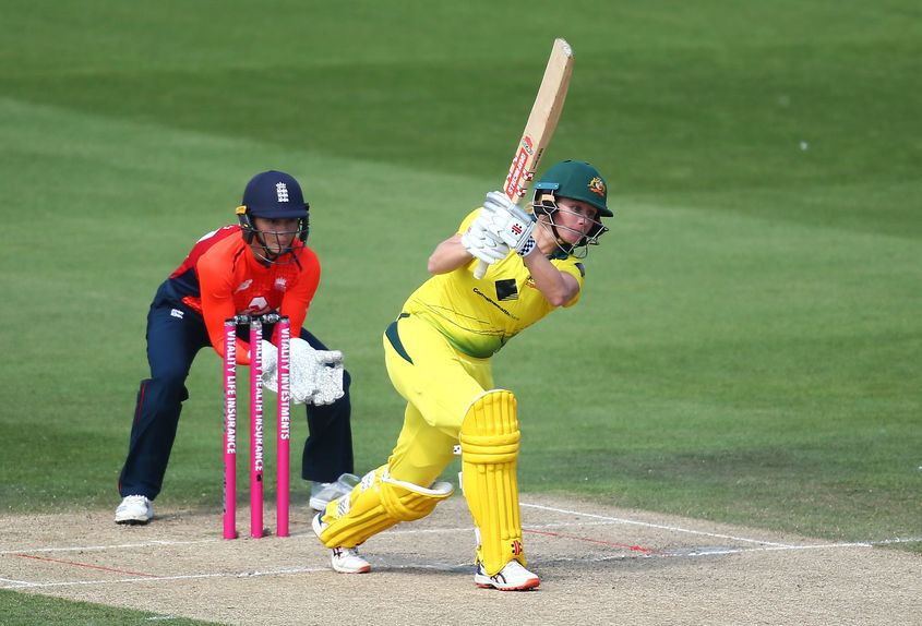 Beth Mooney of Australia bats during the 2nd Vitality Women's IT20 at The 1st Central County Ground on July 28, 2019 in Hove, England.
