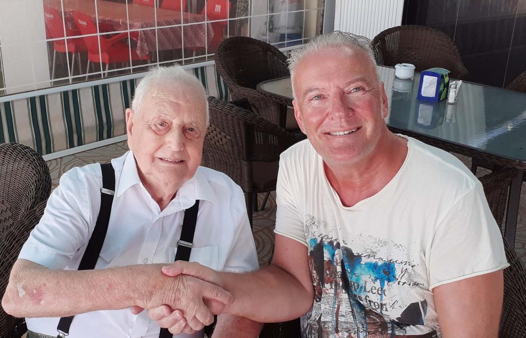 Len Oliver who passed away in Torrevieja Hospital, aged 92, with author Andrew Atkinson.