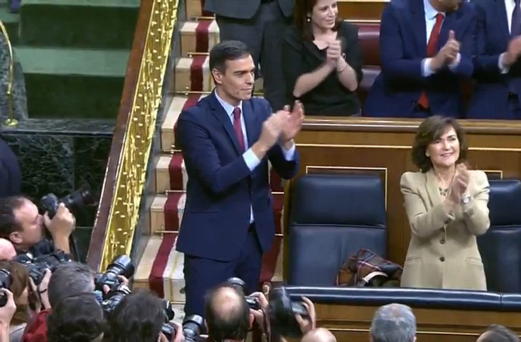 Pedro Sánchez has been elected as the new Prime Minister by a margin of just two votes.