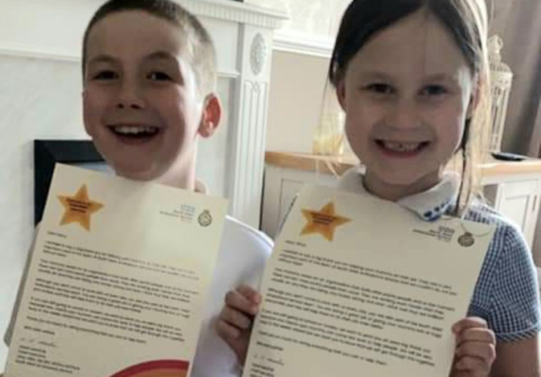 Harry and Olivia 'superstars' with personal letters from NW Ambulance Service.