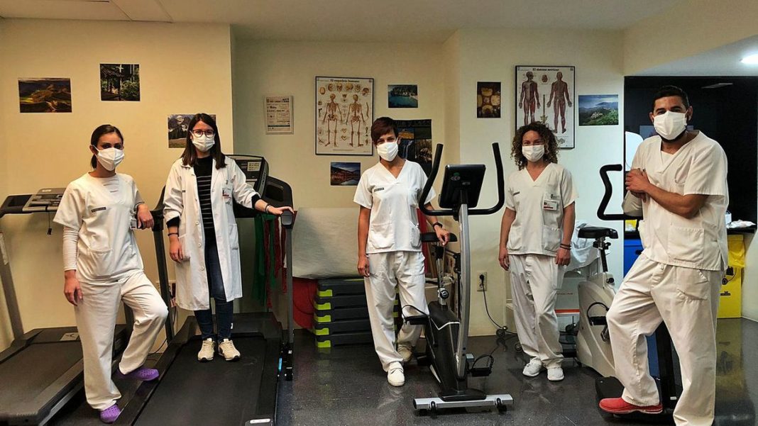 Marta García, a rehabilitation physician, with members of her team