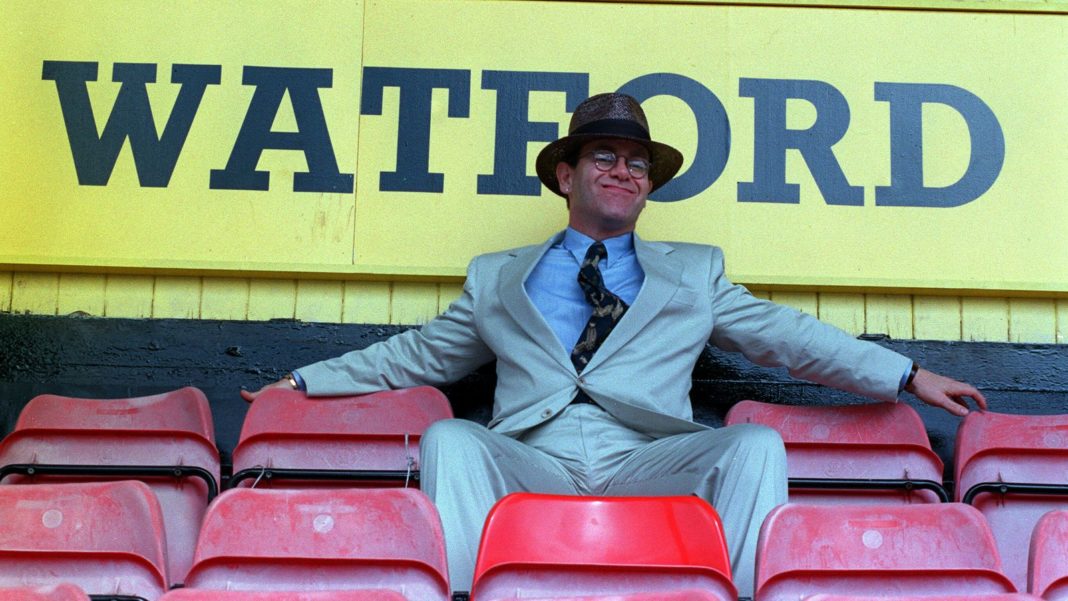 Elton John achieved a lifelong ambition when he became the Chairman of Watford Football Club.