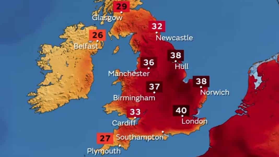 In UK the Meteorological Office issued a 'danger to life' red extreme heat warning