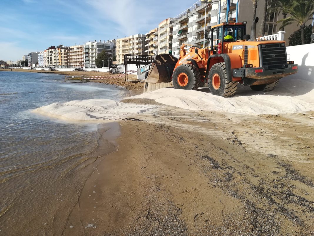 Sand being delivered to Los Locos beach in Torrevieja