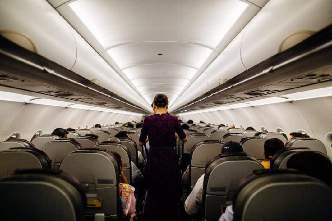 Stewardess Standing in a Plane